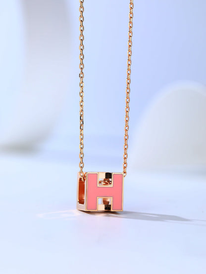 [Agudo Jewelry]H CAGE PINK GOLD NECKLACE