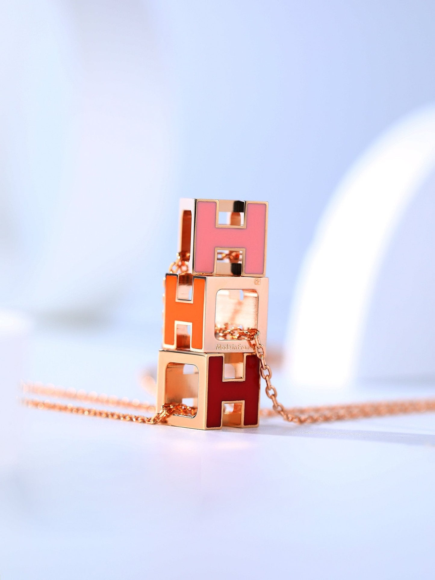 [Agudo Jewelry]H CAGE PINK GOLD NECKLACE