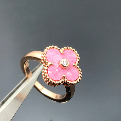 [Agudo  Jewelry]CLOVER RHODONITE ROSE GOLD RING