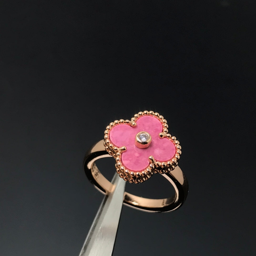 [Agudo  Jewelry]CLOVER RHODONITE ROSE GOLD RING