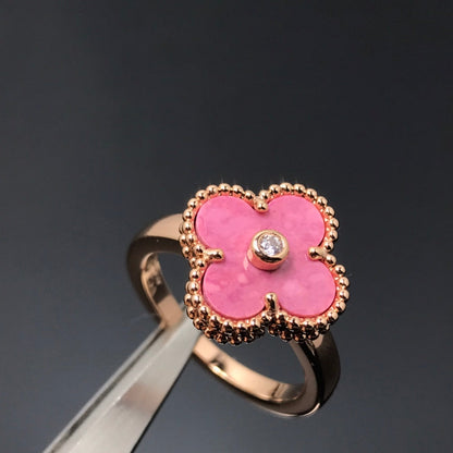 [Agudo  Jewelry]CLOVER RHODONITE ROSE GOLD RING