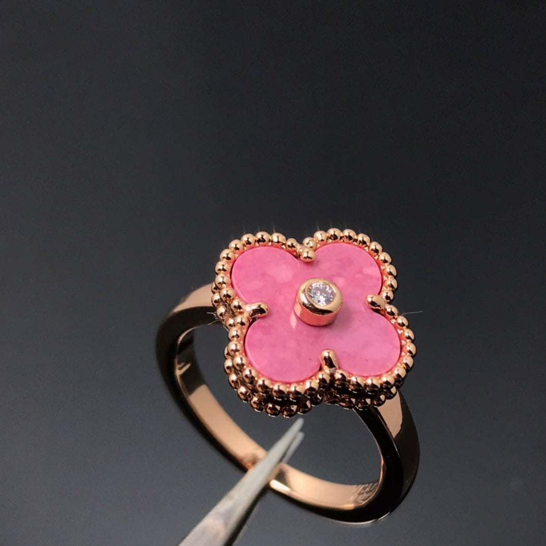 [Agudo  Jewelry]CLOVER RHODONITE ROSE GOLD RING