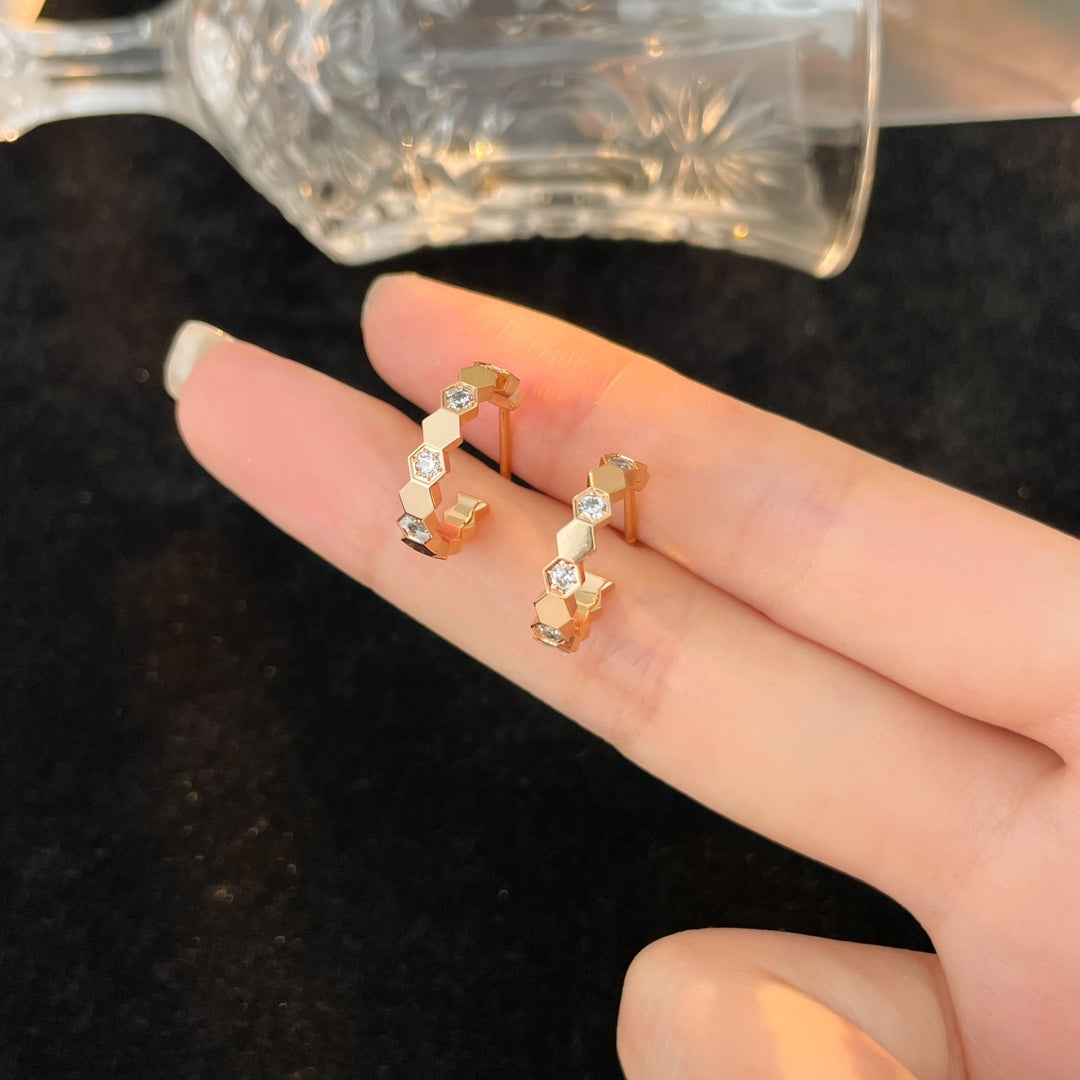 [Agudo Jewelry]BEE LOVE DIAMOND HOOP EARRINGS