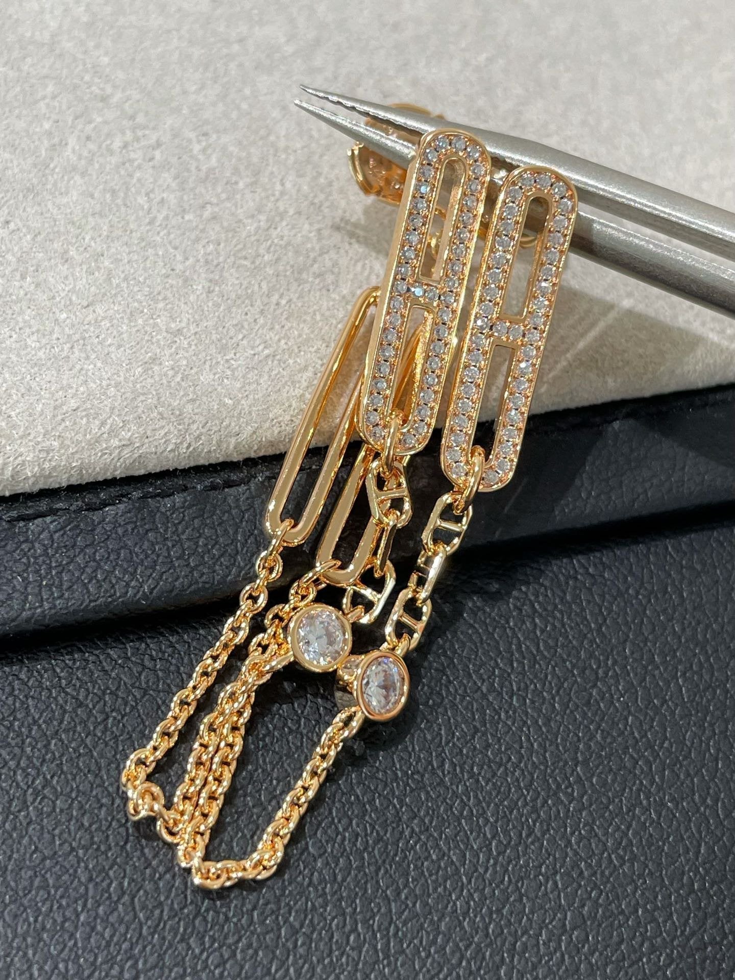 [Agudo Jewelry]CHAINE CHAOS DIAMOND DROP EARRINGS