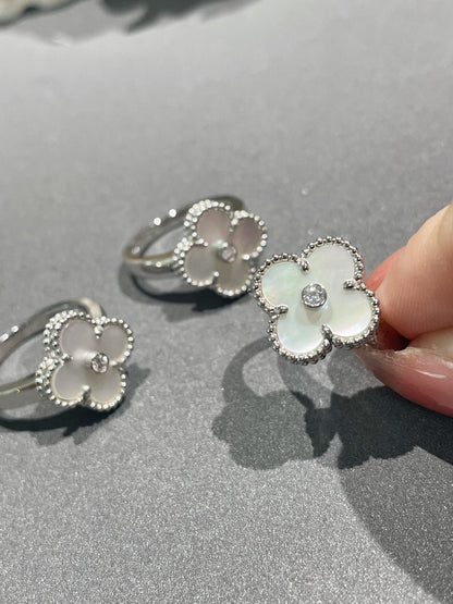 [Agudo  Jewelry]CLOVER SILVER MOP DIAMOND RING