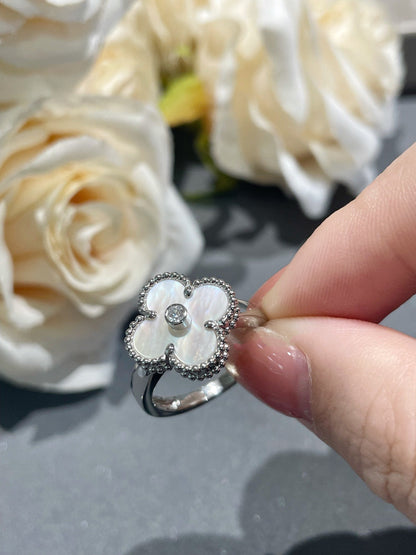 [Agudo  Jewelry]CLOVER SILVER MOP DIAMOND RING