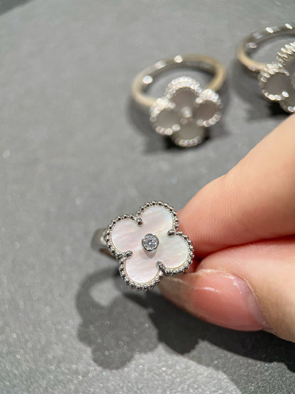 [Agudo  Jewelry]CLOVER SILVER MOP DIAMOND RING