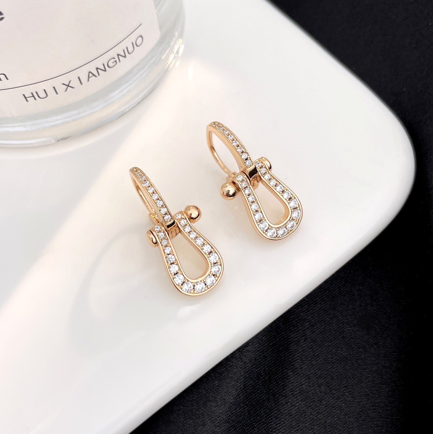 [Agudo Jewelry]FORCE 10 FULL DIAMOND DROP EARRINGS MEDIUM MODEL