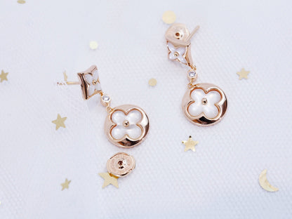 [Agudo Jewelry]STAR AND SUN PINK GOLD MOP DROP EARRINGS