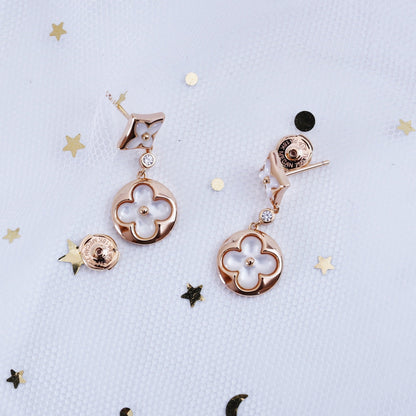 [Agudo Jewelry]STAR AND SUN PINK GOLD MOP DROP EARRINGS