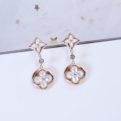 [Agudo Jewelry]STAR AND SUN PINK GOLD MOP DROP EARRINGS