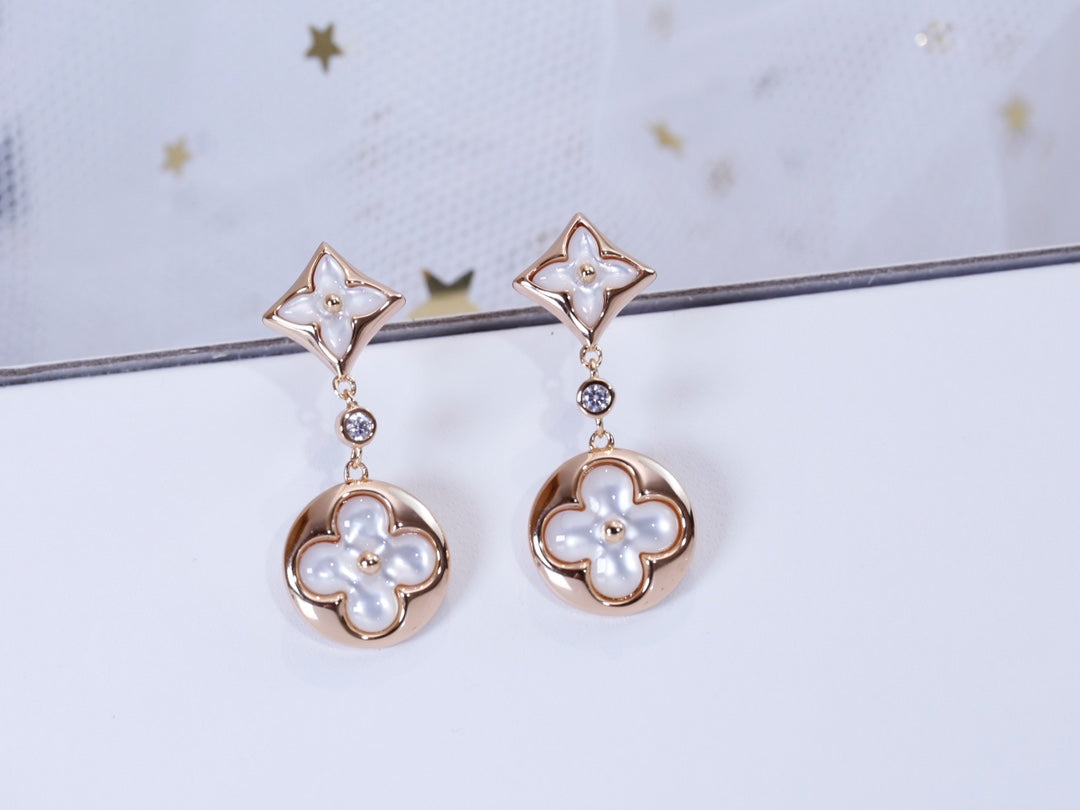 [Agudo Jewelry]STAR AND SUN PINK GOLD MOP DROP EARRINGS