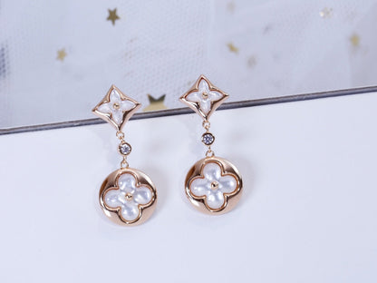 [Agudo Jewelry]STAR AND SUN PINK GOLD MOP DROP EARRINGS