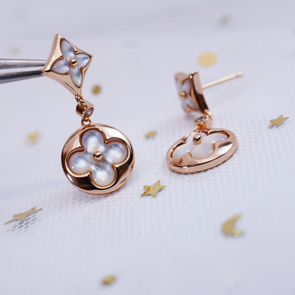 [Agudo Jewelry]STAR AND SUN PINK GOLD MOP DROP EARRINGS