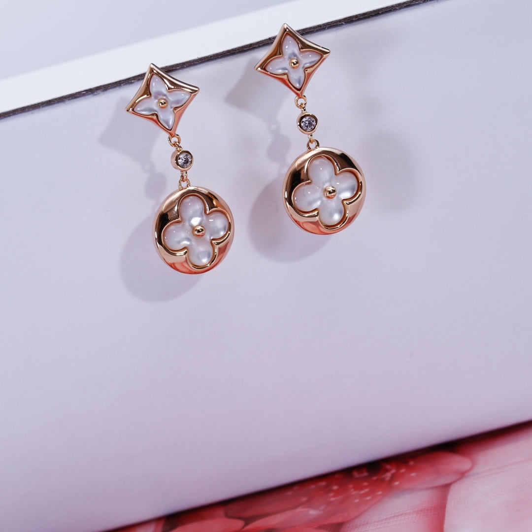 [Agudo Jewelry]STAR AND SUN PINK GOLD MOP DROP EARRINGS