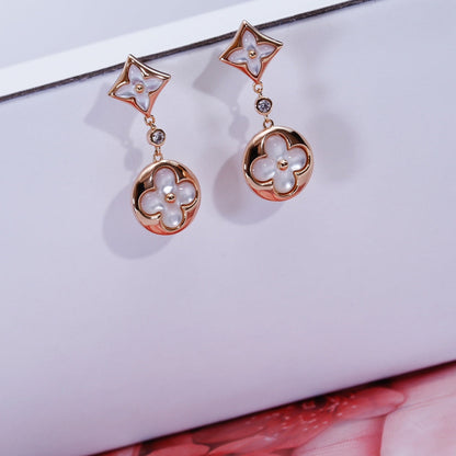 [Agudo Jewelry]STAR AND SUN PINK GOLD MOP DROP EARRINGS