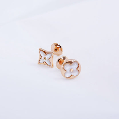 [Agudo Jewelry]STAR AND SUN PINK GOLD MOP STUD EARRINGS