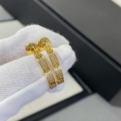 [Agudo Jewelry]LOVE DIAMOND GOLD HOOP EARRINGS