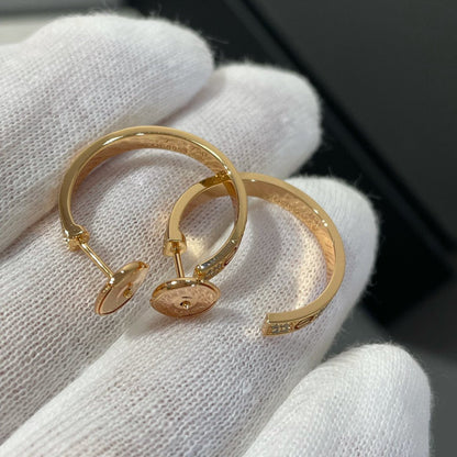 [Agudo Jewelry]LOVE DIAMOND PINK GOLD HOOP EARRINGS