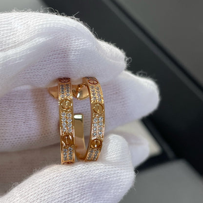 [Agudo Jewelry]LOVE DIAMOND PINK GOLD HOOP EARRINGS