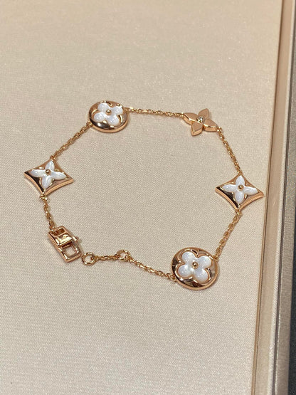 [Agudo Jewelry]STAR AND SUN 5 MOTIF MOP PINK GOLD BRACELET