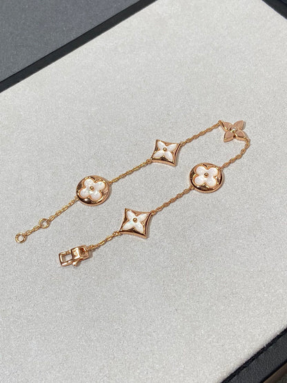 [Agudo Jewelry]STAR AND SUN 5 MOTIF MOP PINK GOLD BRACELET