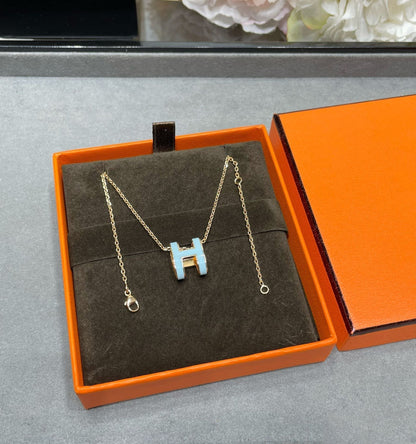 [Agudo Jewelry]POP H SKY BLUE NECKLACE