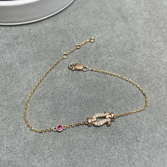 [AgudoJewelry]FORCE 10 DIAMOND CHAIN LINK PINK GOLD BRACELET