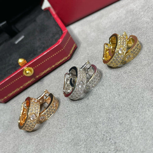 [Agudo Jewelry]LOVE 5.5MM DIAMOND PAVED EARRINGS