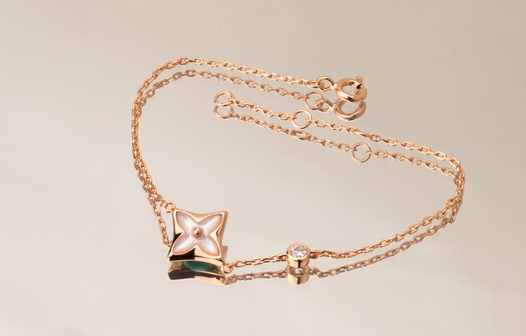 [Agudo Jewelry]LV STAR PINK MOP 1 DIAMOND PINK GOLD NECKLACE