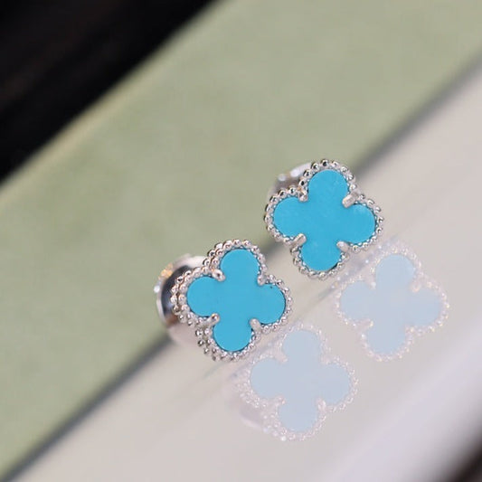 [Agudo Jewelry]CLOVER MINI TURQUOISE SILVER STUD EARRINGS