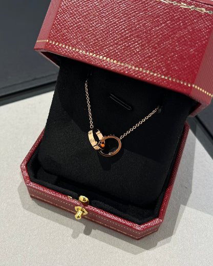 [Agudo Jewelry]LOVE NECKLACE DOUBLE RING PINK GOLD