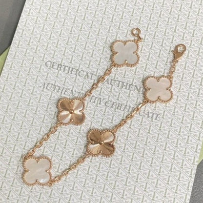 [Agudo Jewelry]CLOVER BRACELET 5 MOTIF WHITE MOP PINK GOLD