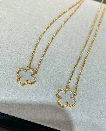 [Agudo Jewelry]CLOVER ROCK CRYSTAL ROSE GOLD NECKLACE