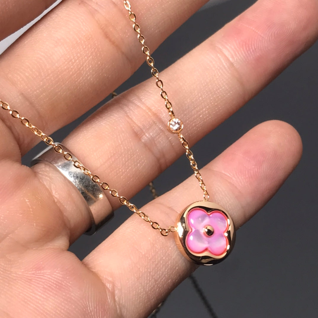 [Agudo Jewelry]LV COLOR BLOSSOM PINK MOP SUN GOLD NECKLACE