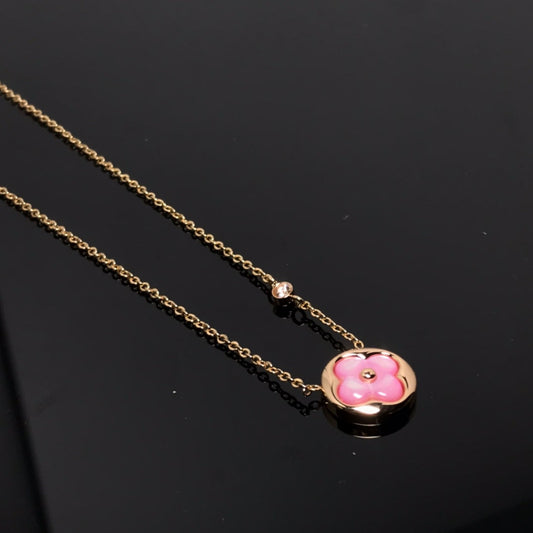 [Agudo Jewelry]LV COLOR BLOSSOM PINK MOP SUN GOLD NECKLACE