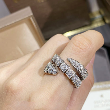 [Agudo  Jewelry]SERPENTI DOUBLE RING SILVER DIAMOND PAVED