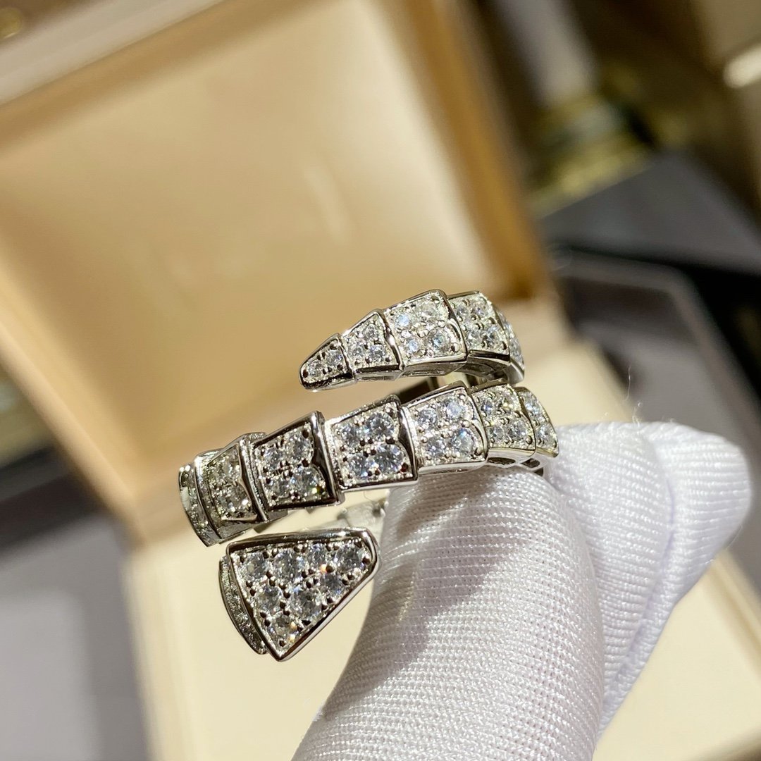 [Agudo  Jewelry]SERPENTI DOUBLE RING SILVER DIAMOND PAVED