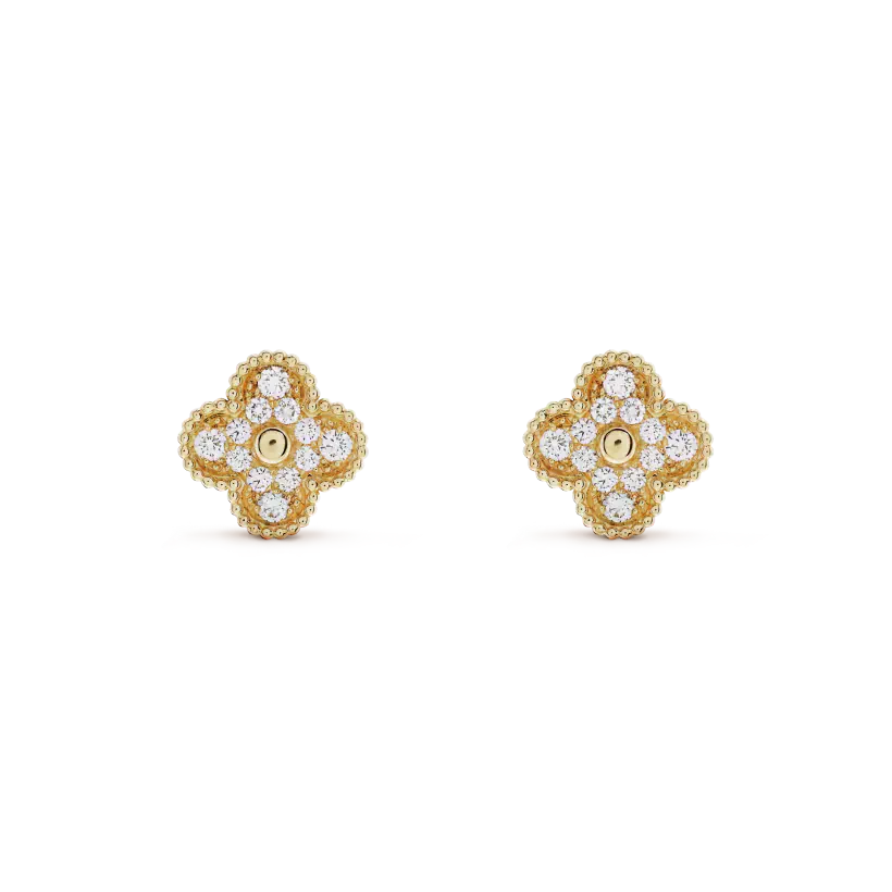 [Agudo Jewelry]CLOVER MEDIUM 1 MOTIFS FUll DIAMOND EARRINGS