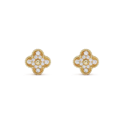 [Agudo Jewelry]CLOVER MEDIUM 1 MOTIFS FUll DIAMOND EARRINGS