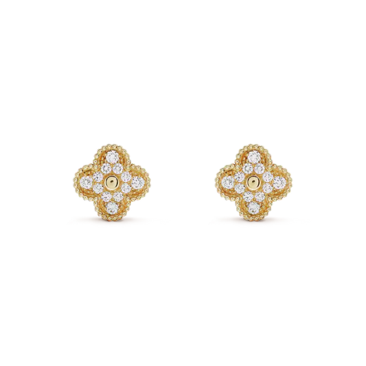 [Agudo Jewelry]CLOVER MEDIUM 1 MOTIFS FUll DIAMOND EARRINGS