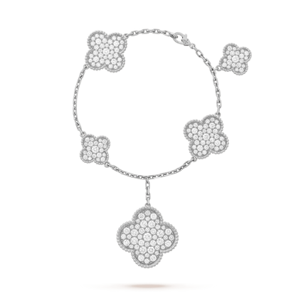 [Agudo Jewelry]CLOVER 6 MOTIFS SILVER DIAMOND BRACELET