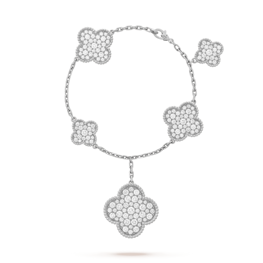 [Agudo Jewelry]CLOVER 6 MOTIFS SILVER DIAMOND BRACELET