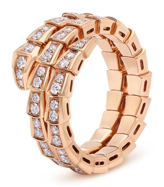 [Agudo  Jewelry]SERPENTI RING PINK GOLD DIAMOND DOUBLE ROW