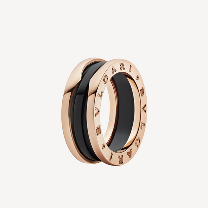 [Agudo  Jewelry]ZERO 1 TWO-BAND LOOPS AND BLACK CERAMIC PINK GOLD RING