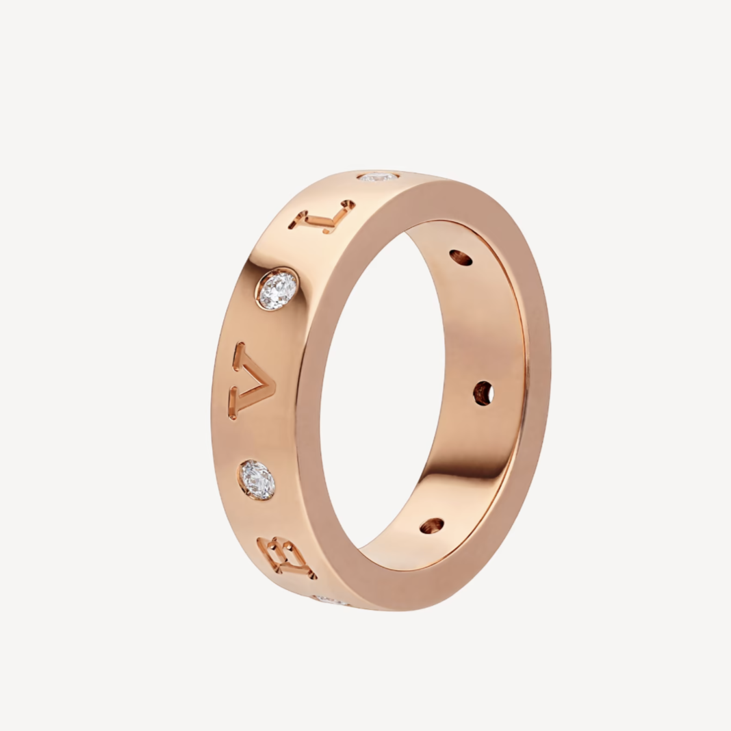 [Agudo  Jewelry]ZERO 1 ESSENTIAL PINK GOLD BAND WITH DIAMONDS RING