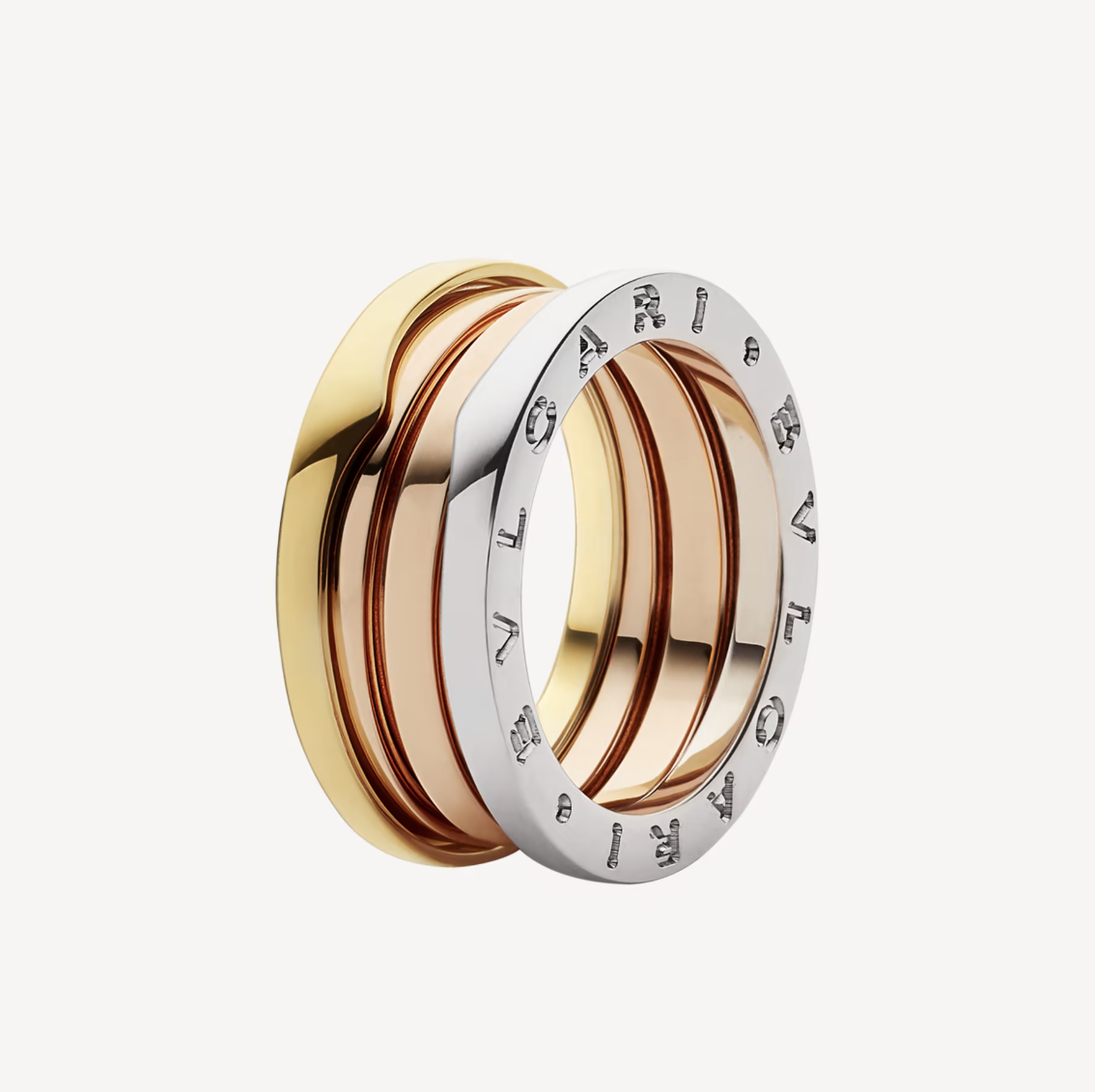 [Agudo  Jewelry]ZERO 1 THREE-BAND ROSE WHITE AND YELLOW RING