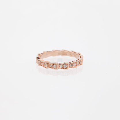 [Agudo  Jewelry]SERPENTI RING PINK GOLD DIAMOND PAVED 3MM