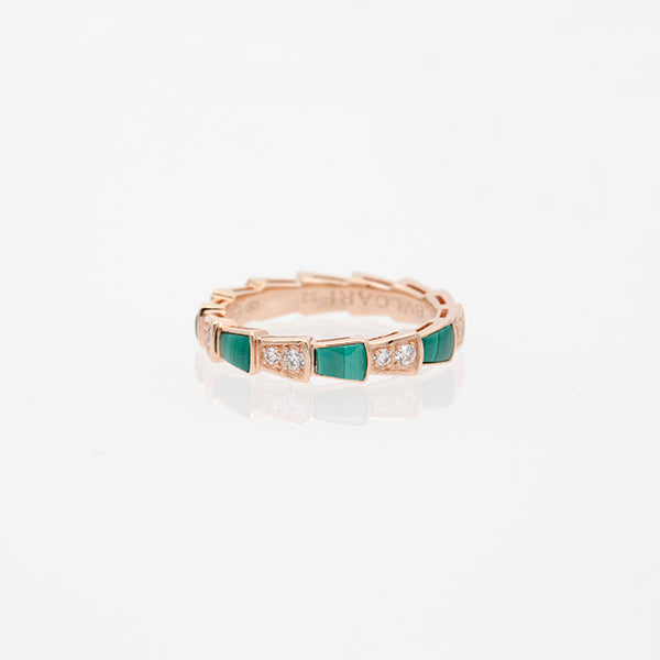 [Agudo  Jewelry]SERPENTI RING PINK GOLD MALACHITE DIAMOND 3MM