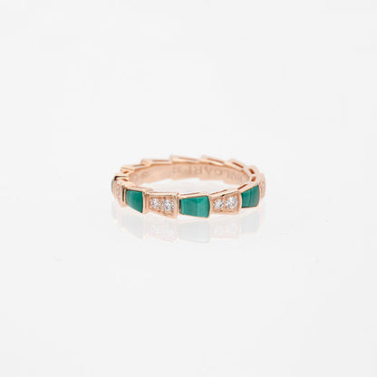 [Agudo  Jewelry]SERPENTI RING PINK GOLD MALACHITE DIAMOND 3MM